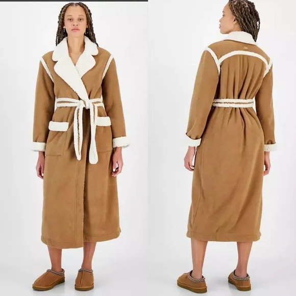 UGG Women's Notch-Lapel Tie-Waist Classic Robe NWT Size Medium - Picture 2 of 5